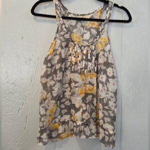 Vibtage Hollister Floral Sleeveless Top - Gray and Yellow